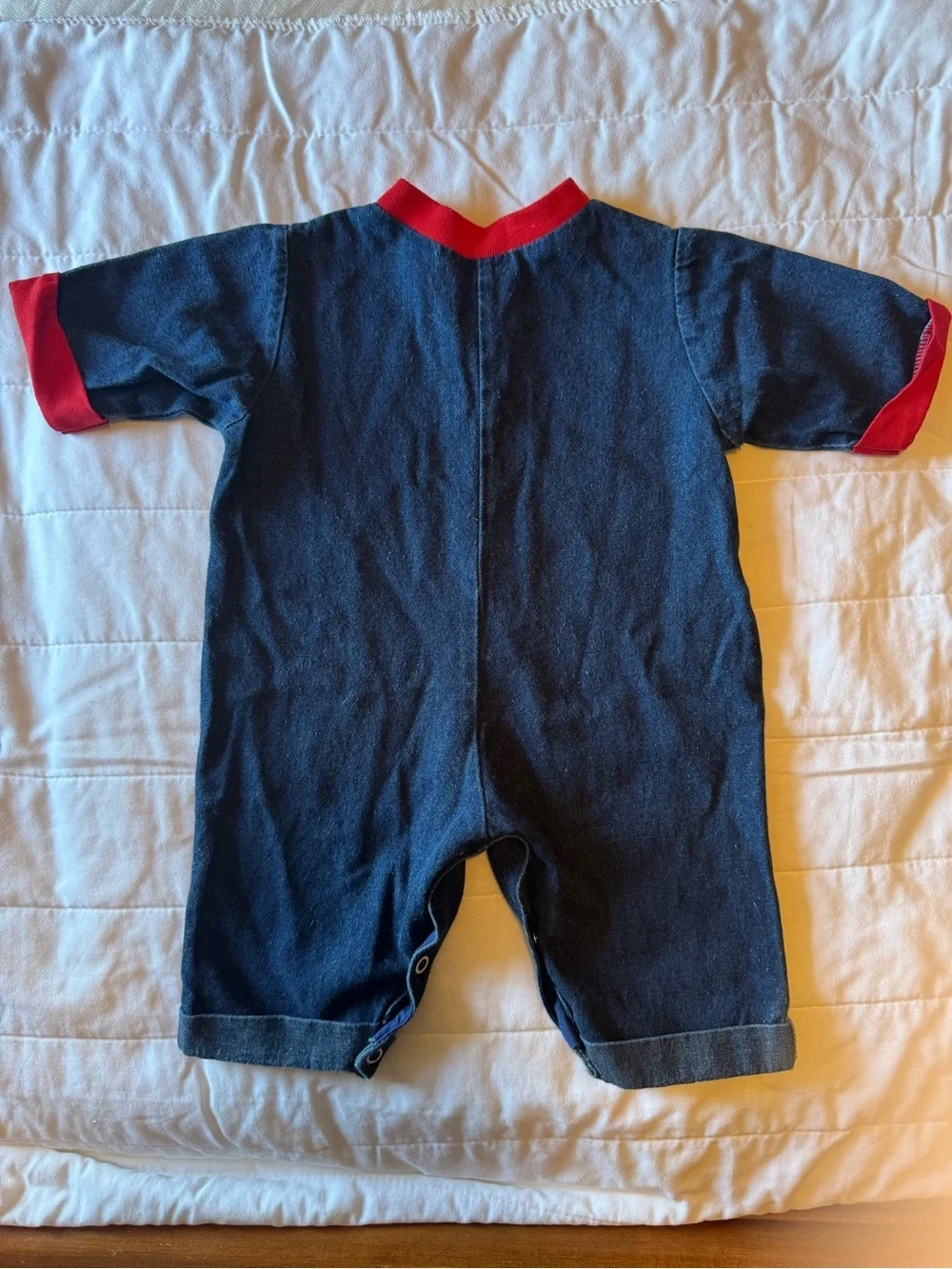 Vintage Disney 1984 Baby Mickey Mouse Newborn to 6 Months Denim Jumpsuit
